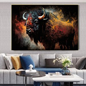 Renkli Boğa Tablosu – Soyut Yaban Hayatı Sanatı. Boğa Duvar Sanatı, Renkli Boğa Kanvas Baskısı