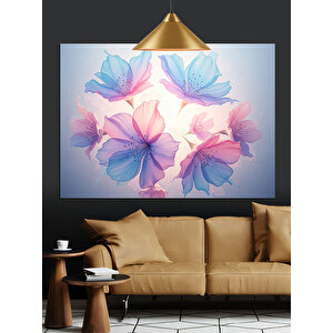 Pastel Renkli Çiçekler Dekoratif Kanvas - Mdf Ahşap Tablo 70x100 cm