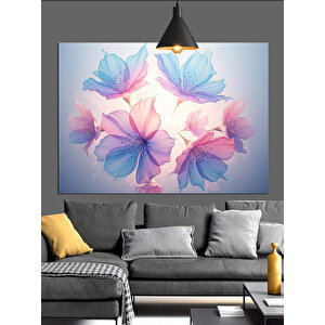 Pastel Renkli Çiçekler Dekoratif Kanvas - Mdf Ahşap Tablo 70x100 cm