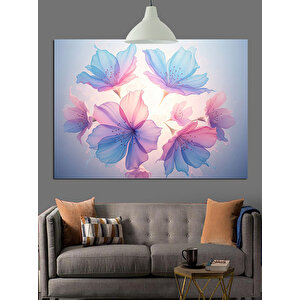 Pastel Renkli Çiçekler Dekoratif Kanvas - Mdf Ahşap Tablo