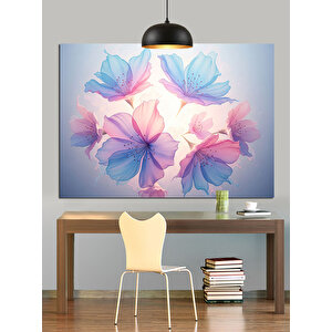 Pastel Renkli Çiçekler Dekoratif Kanvas - Mdf Ahşap Tablo