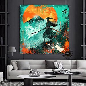 Yağlı Boya Tarzı Samuray Kanvas; Samuray Duvar Dekoru; Poster 70x70 cm