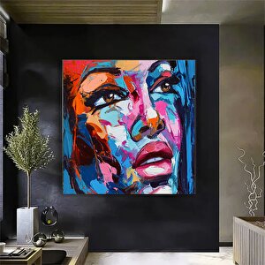 Kadın Portre Sanatı, Sulu Boya Kanvas, Renkli Kadın Modern Duvar Dekoru