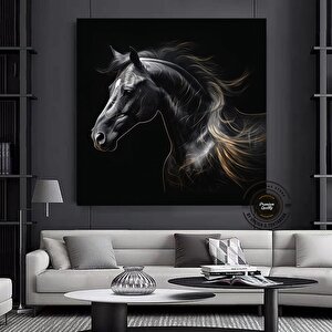 Siyah At Duvar Sanatı – Çerçeveli Veya Çerçevesiz Kanvas 50x50 cm