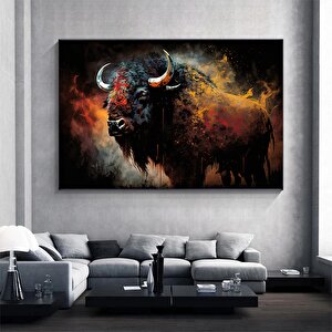 Renkli Boğa Tablosu – Soyut Yaban Hayatı Sanatı. Boğa Duvar Sanatı, Renkli Boğa Kanvas Baskısı