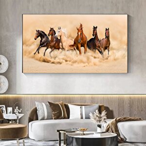 Koşan Atlar Kanvas Sanatı – Toz Bulutu Oluşturan At Sürüsü, Büyük Duvar Sanatı, Kanvas Tablo