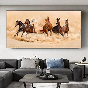 Koşan Atlar Kanvas Sanatı – Toz Bulutu Oluşturan At Sürüsü, Büyük Duvar Sanatı, Kanvas Tablo