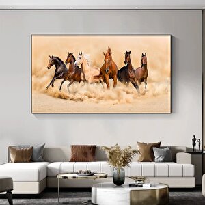 Koşan Atlar Kanvas Sanatı – Toz Bulutu Oluşturan At Sürüsü, Büyük Duvar Sanatı, Kanvas Tablo