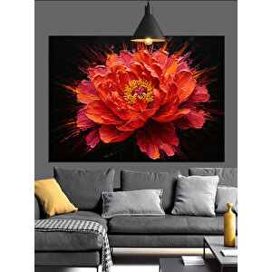 Alevli Kırmızı Çiçek Dekoratif Kanvas - Mdf Ahşap Tablo 25x35 cm