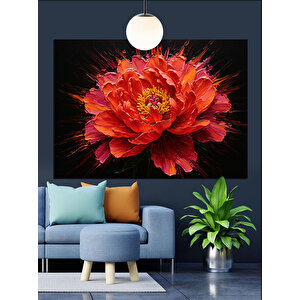 Alevli Kırmızı Çiçek Dekoratif Kanvas - Mdf Ahşap Tablo