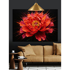 Alevli Kırmızı Çiçek Dekoratif Kanvas - Mdf Ahşap Tablo