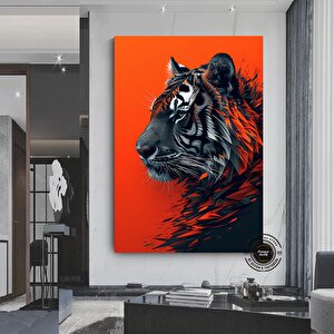 Heybetli Kaplan Kanvas Tablo | Canlı Yağlı Boya Bengal Portresi 100x150 cm