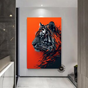Heybetli Kaplan Kanvas Tablo | Canlı Yağlı Boya Bengal Portresi 100x150 cm