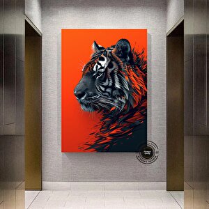 Heybetli Kaplan Kanvas Tablo | Canlı Yağlı Boya Bengal Portresi 100x150 cm