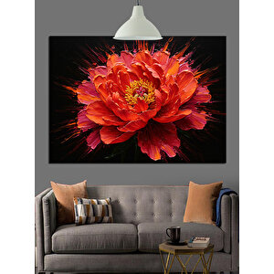 Alevli Kırmızı Çiçek Dekoratif Kanvas - Mdf Ahşap Tablo 70x100 cm