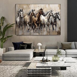 At Duvar Sanatı, Yağmurda Koşan Atlar, Yaratıcı Duvar Sanatı, Yaban Hayvanları Tablosu 140x200 cm