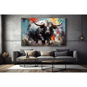 Boğa Kanvas Tablosu; Renkli Boğa; Boğa Resim Sanatı; Boğa Duvar Dekoru; Highland İneği; Soyut Boğa K
