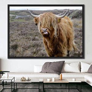 Dağ İneği Kanvası, Yaban Hayatı Dekoru, Vahşi Boğa Ve Boynuz Sanatı 90x180 cm