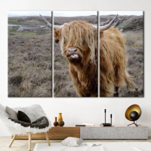 Dağ İneği Kanvası, Yaban Hayatı Dekoru, Vahşi Boğa Ve Boynuz Sanatı 90x180 cm