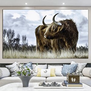 Highland İneği; Sığır Duvar Dekoru; Hayvan Duvar Sanatı; Doğa Manzara Baskısı; Vahşi Boğa Duvar Sana