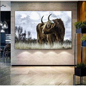 Highland İneği; Sığır Duvar Dekoru; Hayvan Duvar Sanatı; Doğa Manzara Baskısı; Vahşi Boğa Duvar Sana 140x200 cm