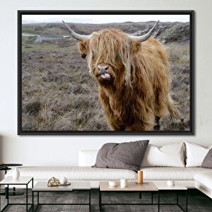 Dağ İneği Kanvası, Yaban Hayatı Dekoru, Vahşi Boğa Ve Boynuz Sanatı 150x250 cm