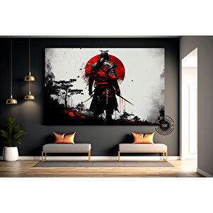 Yağlı Boya Tarzı Samuray Kanvas Duvar Sanatı, Samuray Duvar Dekoru, Samuray Poster Sanatı 60x120 cm