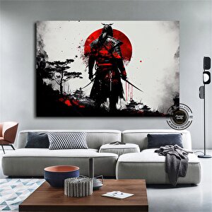 Yağlı Boya Tarzı Samuray Kanvas Duvar Sanatı, Samuray Duvar Dekoru, Samuray Poster Sanatı 60x120 cm