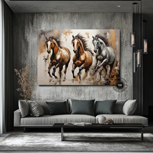 Altın At Tablo Baskısı Kanvasta, Yatak Odası İçin Altın Duvar Sanatı, Modern Duvar Sanatı 50x70 cm