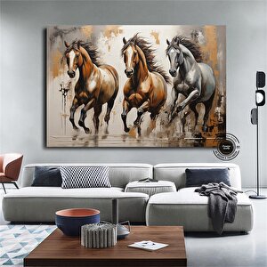 Altın At Tablo Baskısı Kanvasta, Yatak Odası İçin Altın Duvar Sanatı, Modern Duvar Sanatı