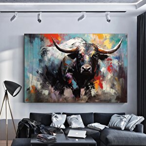 Boğa Kanvas Tablosu; Renkli Boğa; Boğa Resim Sanatı; Boğa Duvar Dekoru; Highland İneği; Soyut Boğa K