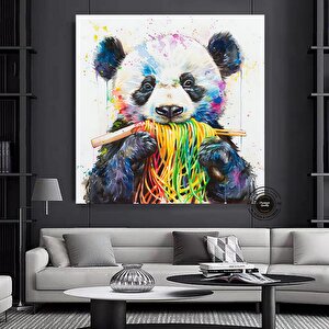 Komik Suluboya Tarzi Panda, Soyut Tasarım, Kanvas Baskı, Ev Dekoru, Kanvas Duvar Sanatı 80x80 cm