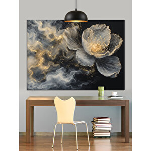 Beyaz Lotus Çiçek Dekoratif Kanvas - Mdf Ahşap Tablo