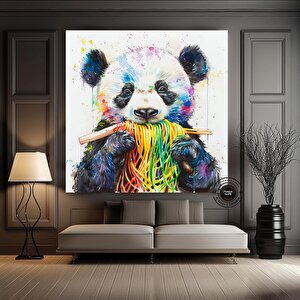 Komik Suluboya Tarzi Panda, Soyut Tasarım, Kanvas Baskı, Ev Dekoru, Kanvas Duvar Sanatı 40x40 cm