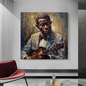 Afrikalı Siyah Erkek Sanatı, Yağlı Boya Kanvas, Siyah Müzisyen Kanvası, Modern Kanvas