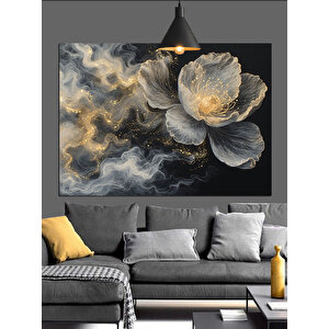 Beyaz Lotus Çiçek Dekoratif Kanvas - Mdf Ahşap Tablo 25x35 cm