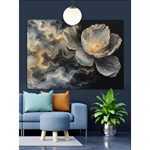 Beyaz Lotus Çiçek Dekoratif Kanvas - Mdf Ahşap Tablo 70x100 cm