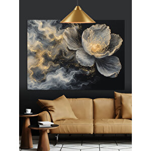 Beyaz Lotus Çiçek Dekoratif Kanvas - Mdf Ahşap Tablo 70x100 cm