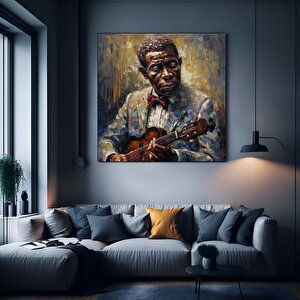 Afrikalı Siyah Erkek Sanatı, Yağlı Boya Kanvas, Siyah Müzisyen Kanvası, Modern Kanvas