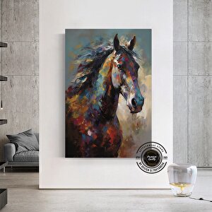 Soyut At Tablosu Kanvas | Ev Hediyesi | Yatak Üstü