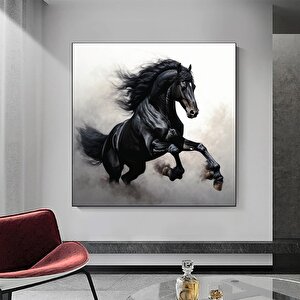 Siyah At Duvar Sanatı, Siyah At Kanvas Baskısı, At Duvar Sanatı, Siyah At Posteri