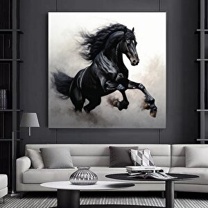 Siyah At Duvar Sanatı, Siyah At Kanvas Baskısı, At Duvar Sanatı, Siyah At Posteri 70x70 cm