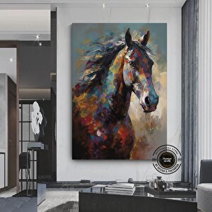 Soyut At Tablosu Kanvas | Ev Hediyesi | Yatak Üstü 80x160 cm