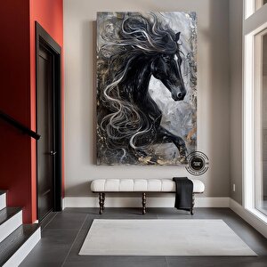 Siyah Beyaz At Portresi – Modern Ofis Ve Ev Dekoru – Hazır Asılabilir