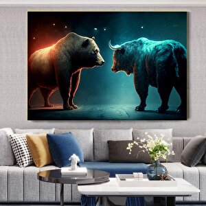 Boğa Ve Ayı Kanvas Duvar Dekoru, Boğa Ve Ayı Baskı Sanatı