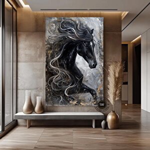 Siyah Beyaz At Portresi – Modern Ofis Ve Ev Dekoru – Hazır Asılabilir 40x60 cm