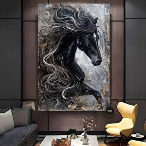 Siyah Beyaz At Portresi – Modern Ofis Ve Ev Dekoru – Hazır Asılabilir