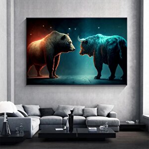 Boğa Ve Ayı Kanvas Duvar Dekoru, Boğa Ve Ayı Baskı Sanatı