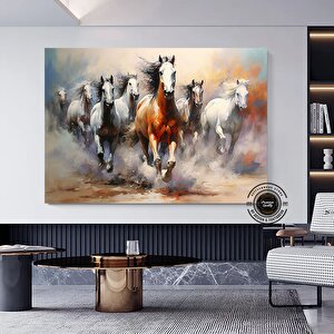 Atlar Duvar Sanatı; Koşan Atlar; Vahşi Hayvan Tablosu 60x120 cm