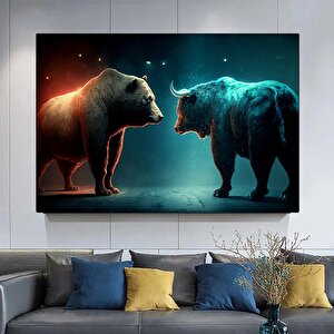 Boğa Ve Ayı Kanvas Duvar Dekoru, Boğa Ve Ayı Baskı Sanatı